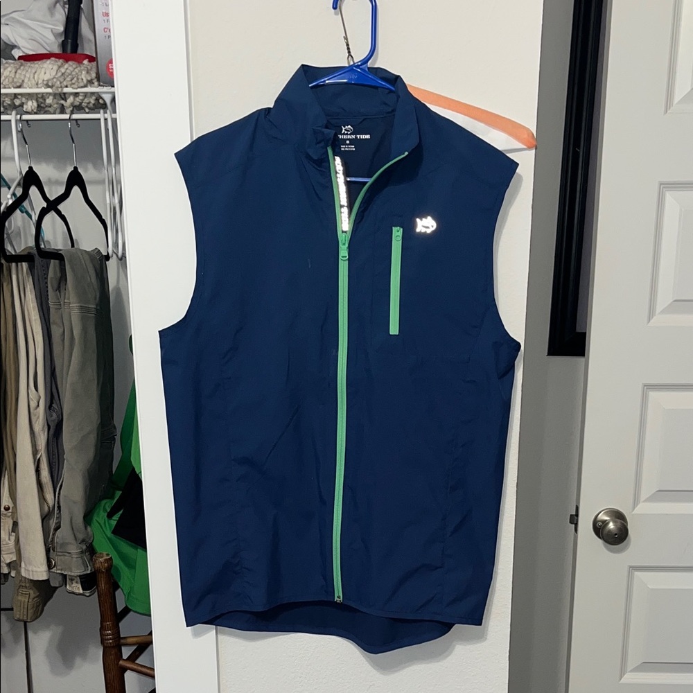 Southern Tide Navy vest with Green Details